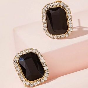 Gemstone Geometric Stud Earrings